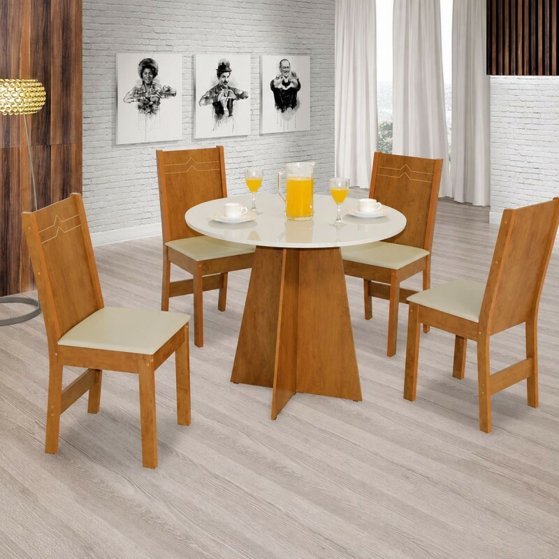 CJ MESA 4C SAO CARLOS ELANE REDONDA 90x90 FREIJO / OFF WHITE
